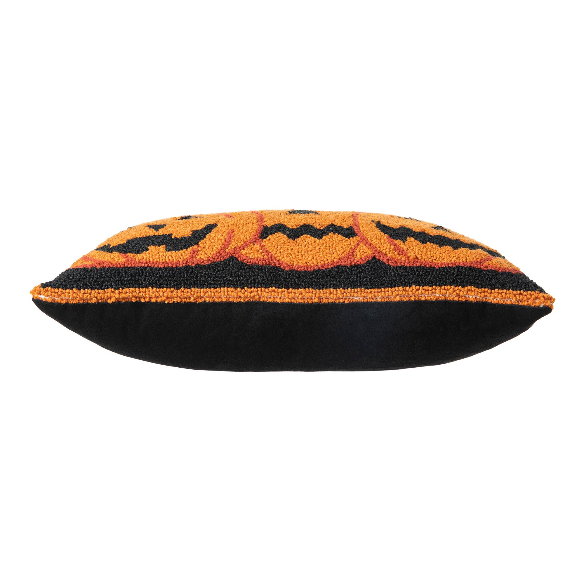 Glitzhome® 18" x 12" Hooked Halloween Pumpkins Pillow